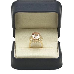 14K Yellow Gold 9.58ct Morganite and 0.74ct Diamond Ring